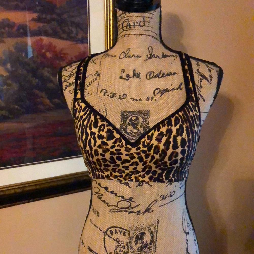 Material Girl leopard sports bra, size M.